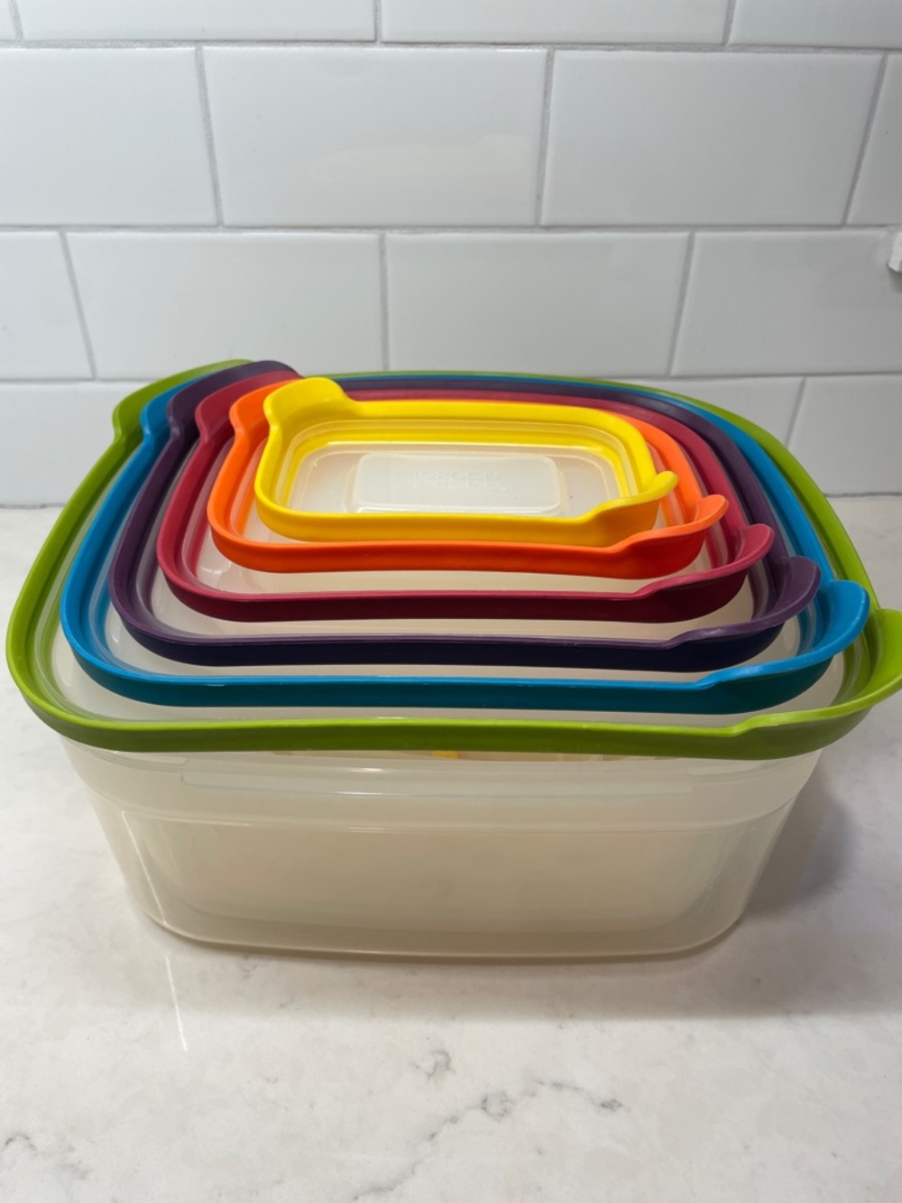 Multicolor Nested Food Storage Container Set with Colorful Lids